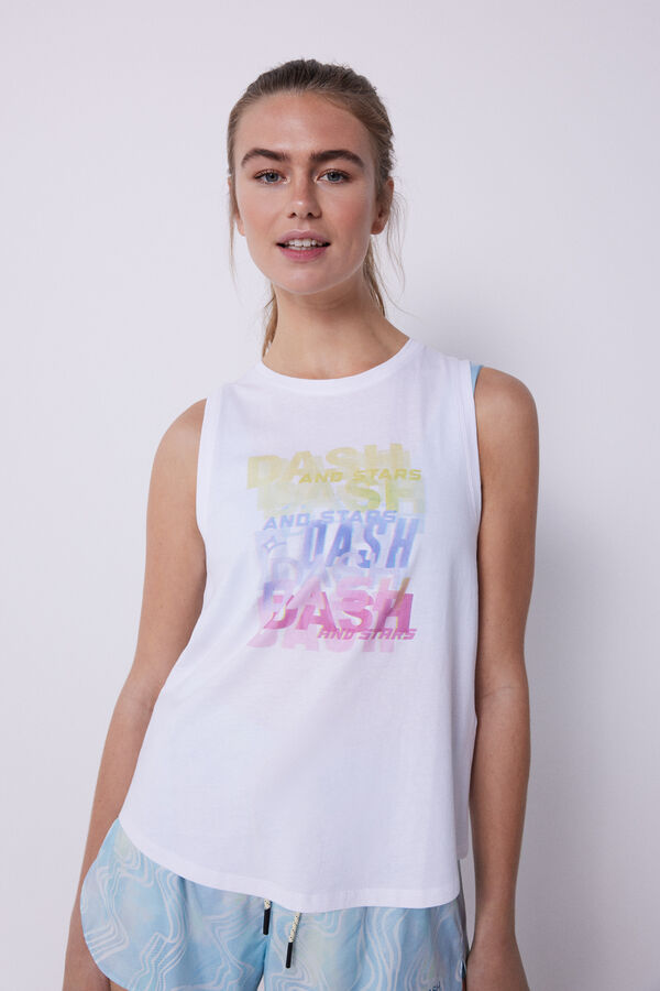 Dash and Stars Camiseta sin mangas blanco beige