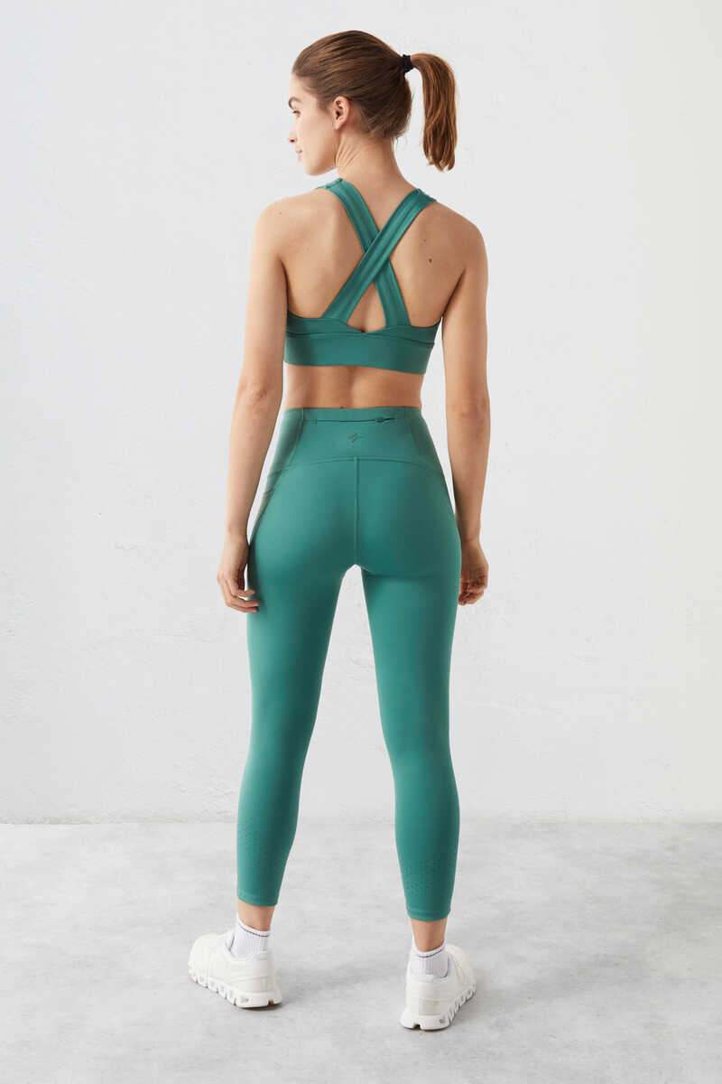 Leggings crop verde 4D Stretch, Ofertas em roupa desportiva de mulher