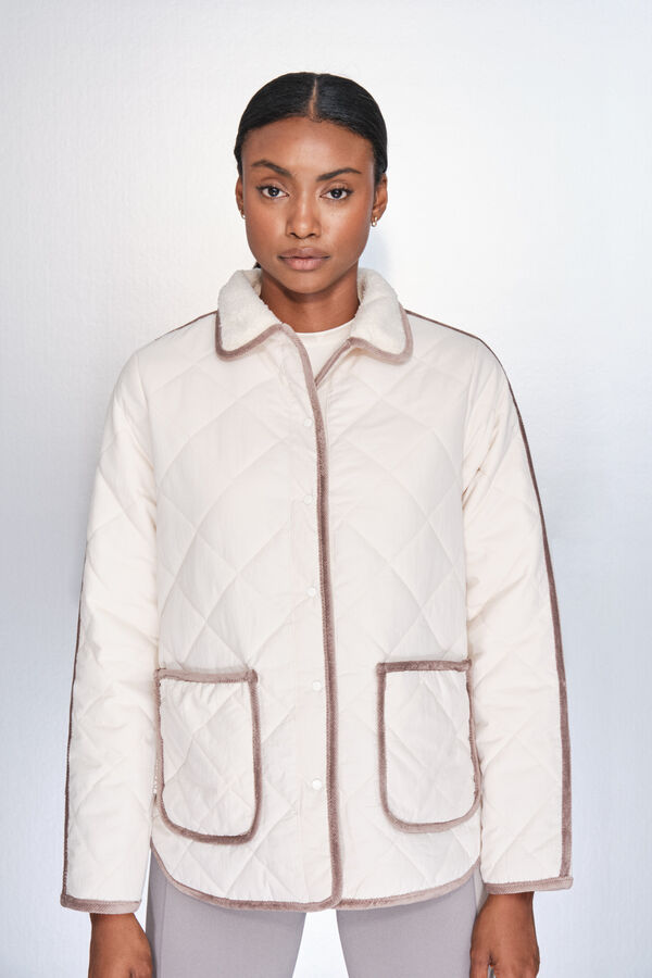 Dash and Stars Casaco acolchoada bege com losangos beige