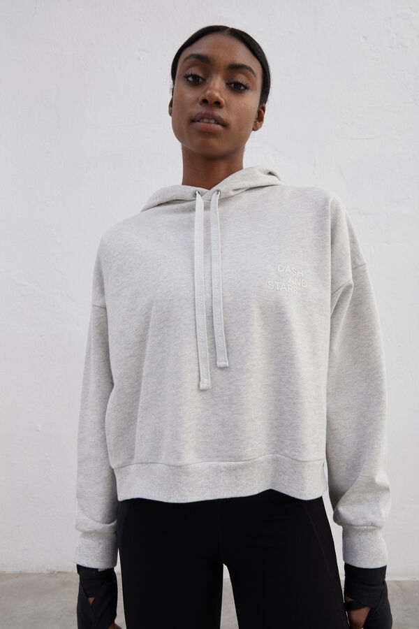 Dash and Stars Sudadera 100% algod&oacute;n gris gris