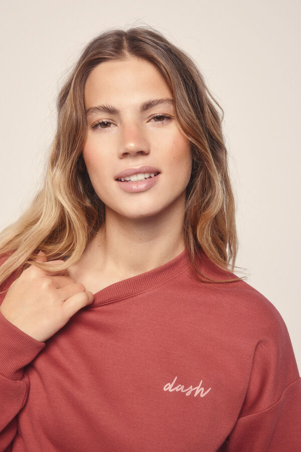 Dash and Stars Sudadera felpa piqu&eacute; granate estampado