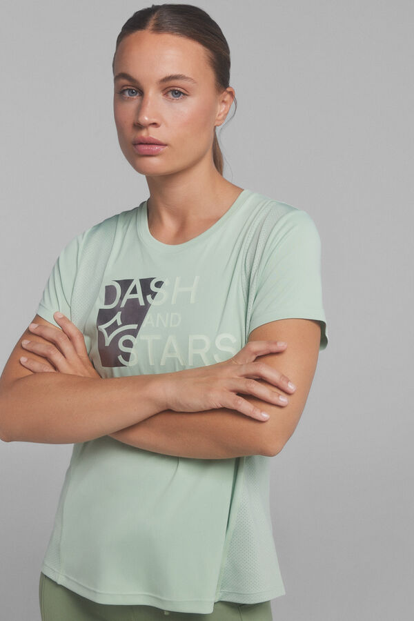 Dash and Stars Camiseta t&eacute;cnica ligera verde verde
