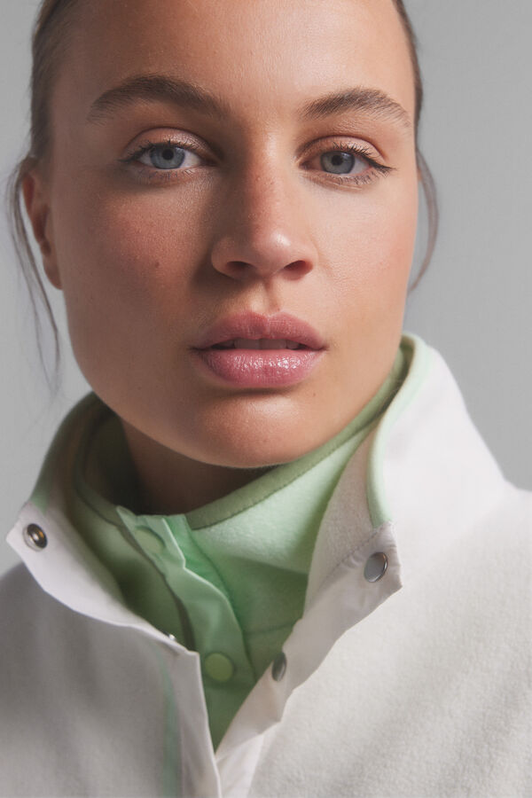 Dash and Stars Tecido de polar branca beige