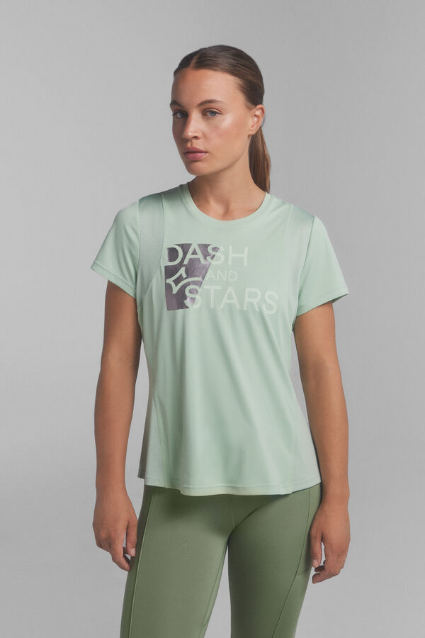 Dash and Stars Camiseta t&eacute;cnica ligera verde verde
