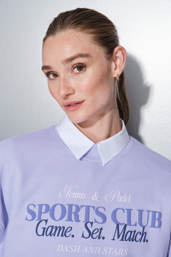 Dash and Stars Sudadera felpa 100% algod&oacute;n lila morado/lila