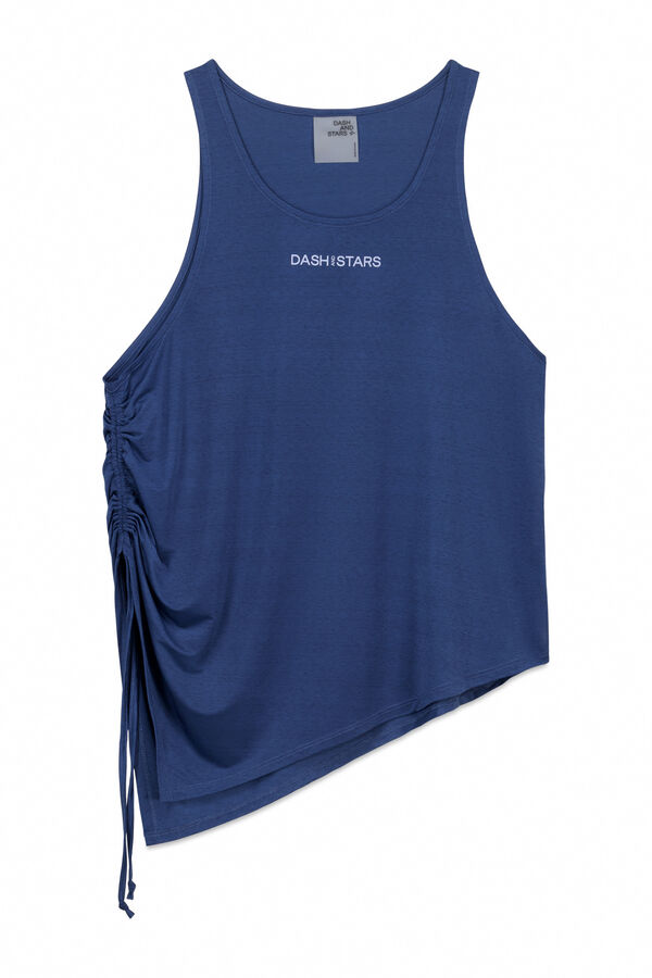 Dash and Stars Camiseta halter asim&eacute;trica azul azul