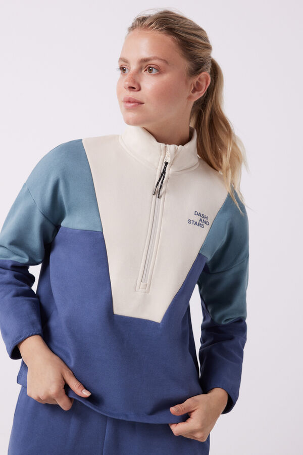 Dash and Stars Sudadera cremallera algod&oacute;n tricolor azul