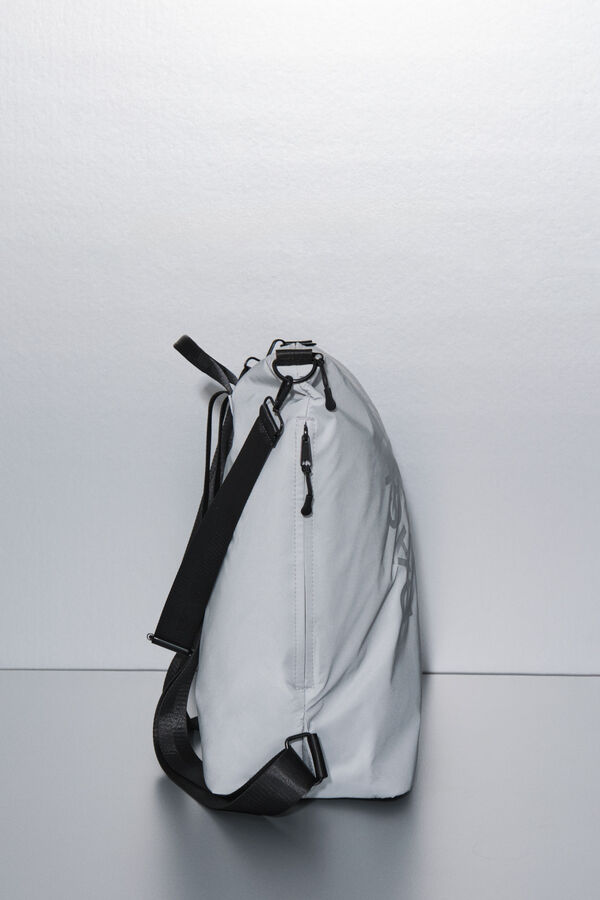 Dash and Stars Mochila de nylon com efeito met&aacute;lico multiposi&ccedil;&atilde;o cinzento