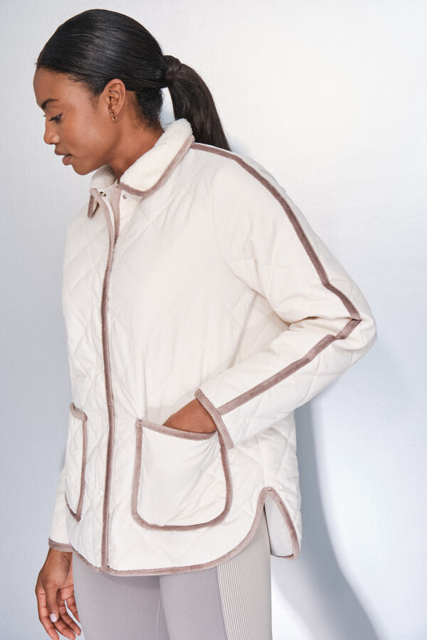 Dash and Stars Casaco acolchoada bege com losangos beige