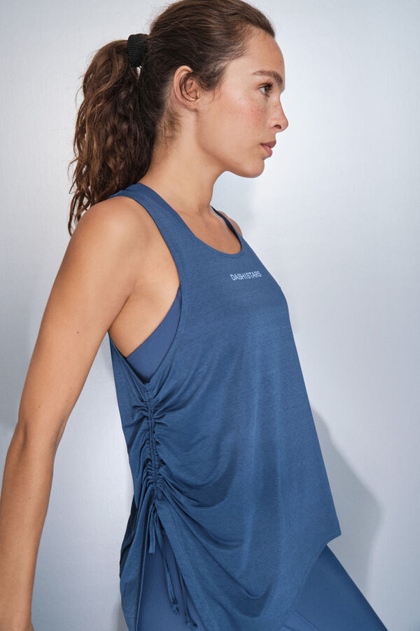 Dash and Stars Camiseta halter asim&eacute;trica azul azul