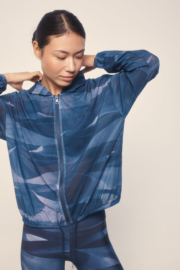 Dash and Stars Jaqueta leve em tecido técnica  azul