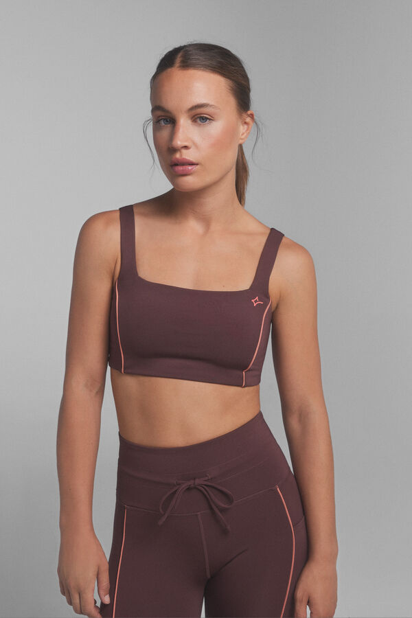 Dash and Stars Sujetador deportivo 4D STRETCH granate estampado