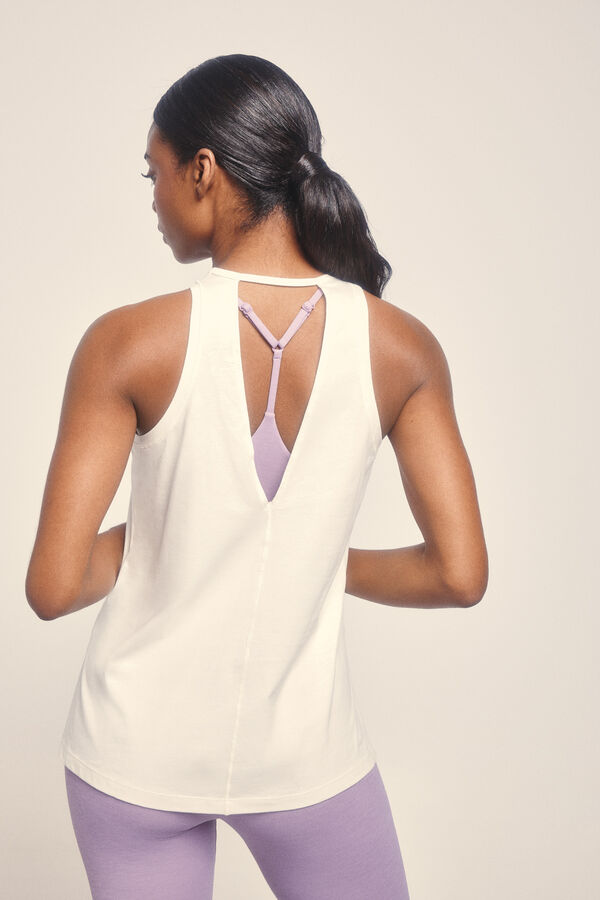 Dash and Stars Camiseta sin mangas algodón blanco beige