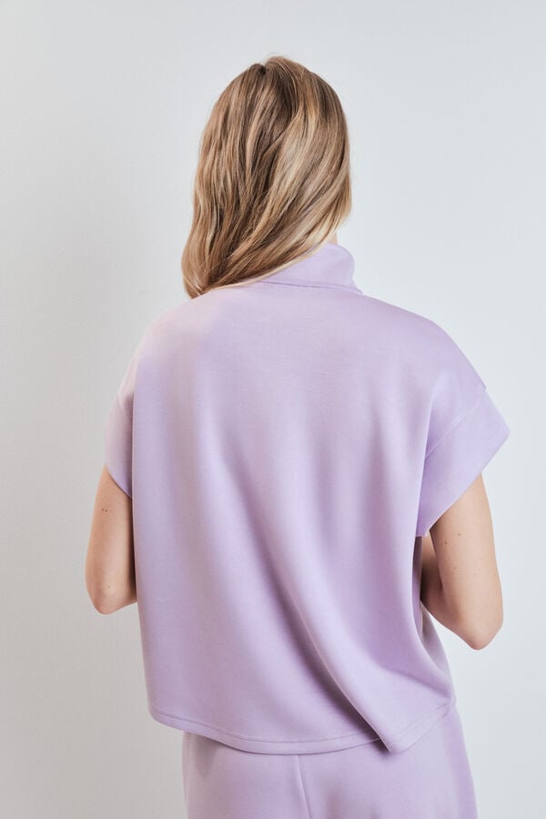 Dash and Stars Sweatshirt manga curta em viscose suave lil&aacute;s rosa