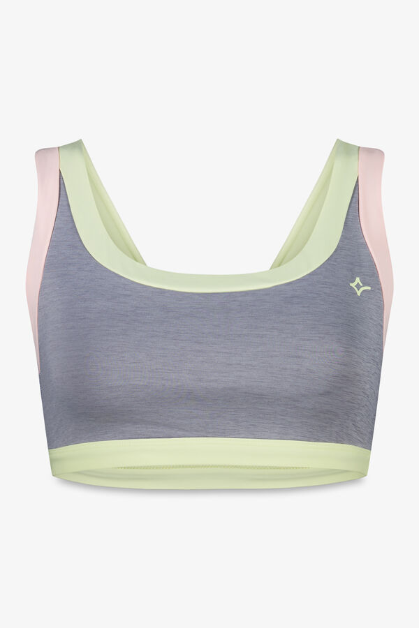 Dash and Stars Sujetador deportivo gris color block gris