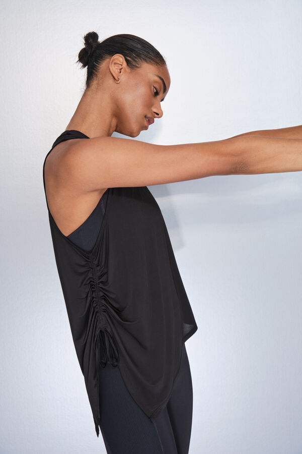 Dash and Stars Camiseta halter asim&eacute;trica negro negro