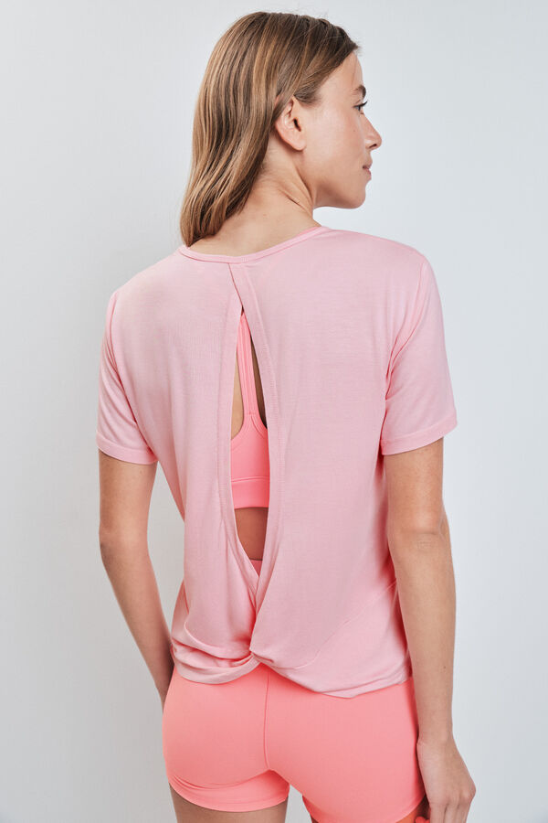 Dash and Stars T-shirt com abertura nas costas rosa rosa