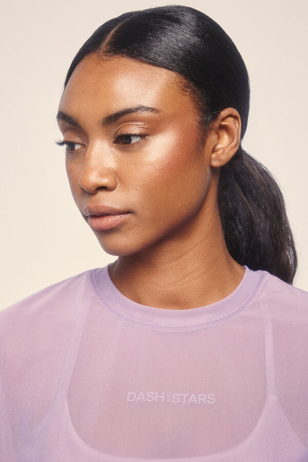 Dash and Stars T-shirt manga curta malha lilás rosa
