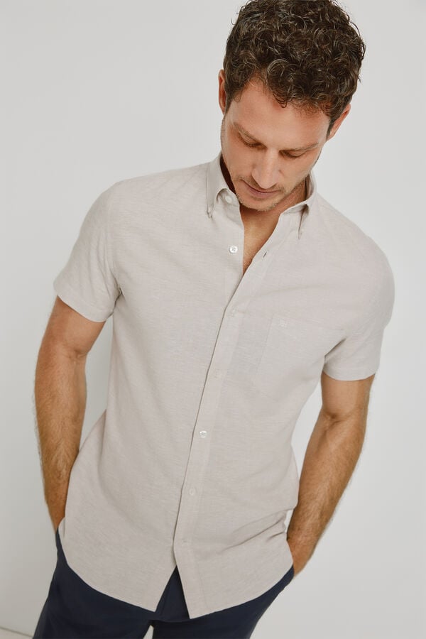 Pedro del Hierro Camisa lisa de manga curta Bege