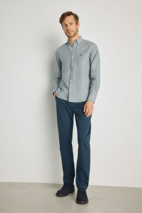 Springfield Camisa lisa manga larga Navy