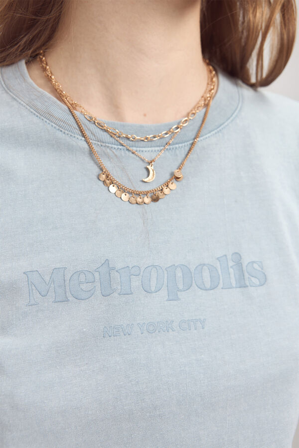 Milano T-shirt estampada com efeito lavado Azul