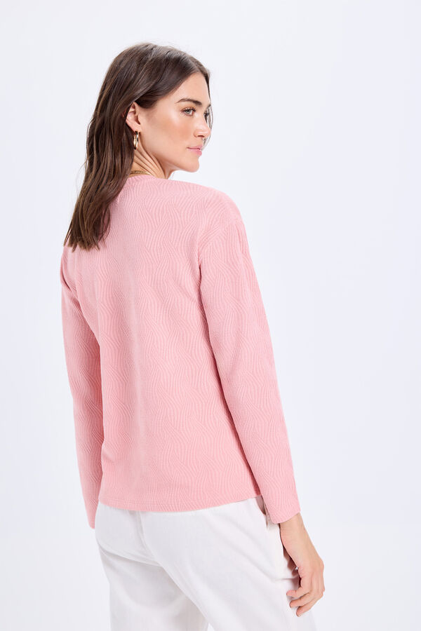 Milano Camiseta de manga comprida com qualidade estruturada Rosa