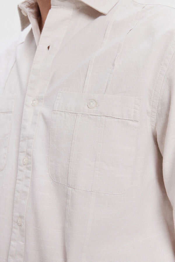 Milano Guayabera Bolsillos Ligera Beige