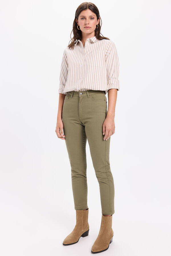 Milano Pantalón slim color Kaki Oscuro