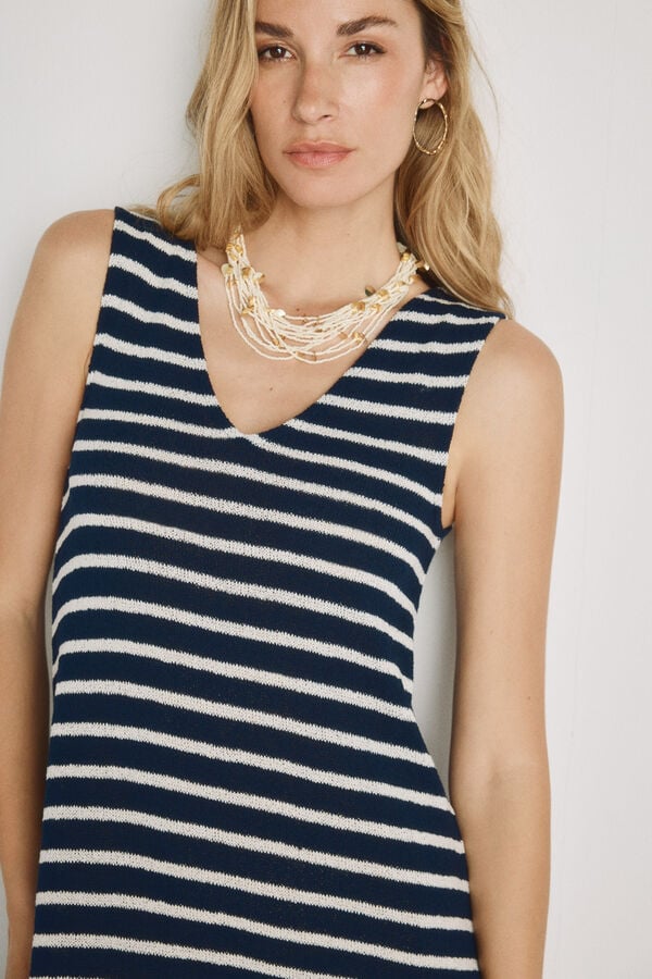 Milano Vestido escote pico con tirantes Navy