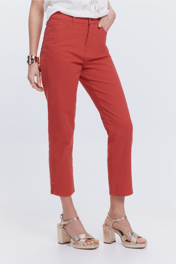 Milano Cal&ccedil;a pirata de cinco bolsos Vermelho