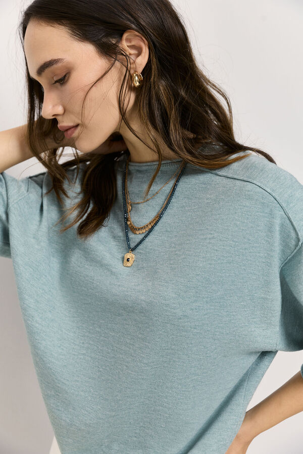 Milano Jersey cuello redondo manga corta Azul turquesa