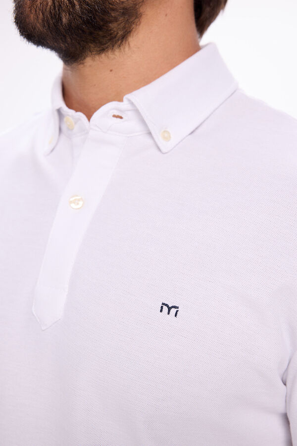 Milano Camisa polo Oxford com botões Branco