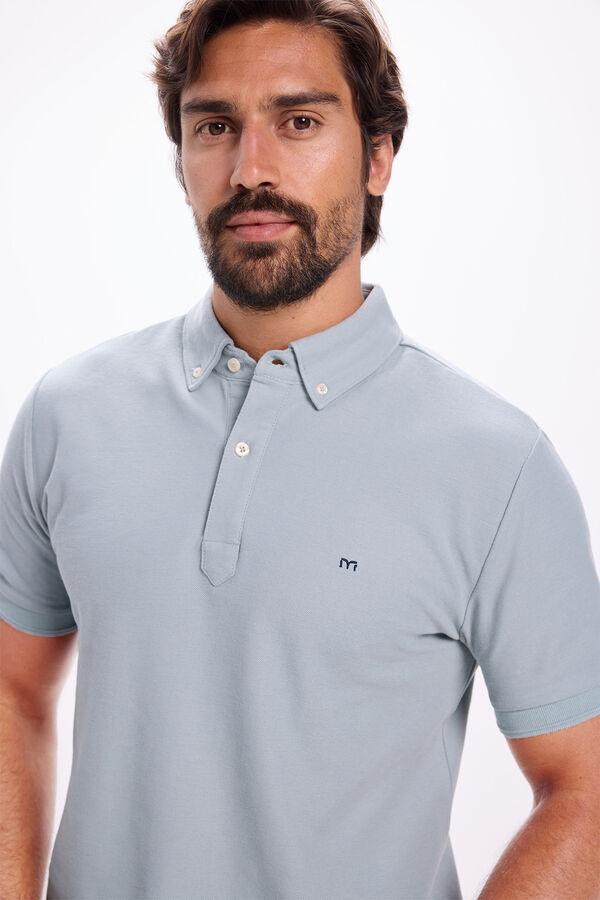 Milano Camisa polo Oxford com botões Azul