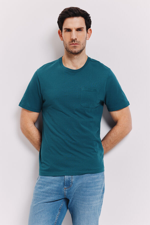 Milano Camiseta b&aacute;sica con bolsillo Azul