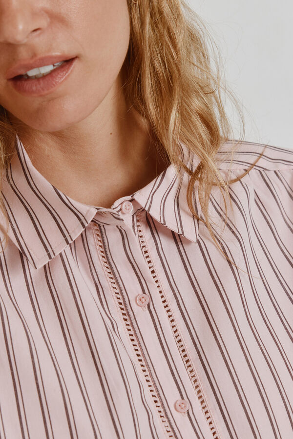 Milano Blusa de riscas de manga curta P&uacute;rpura