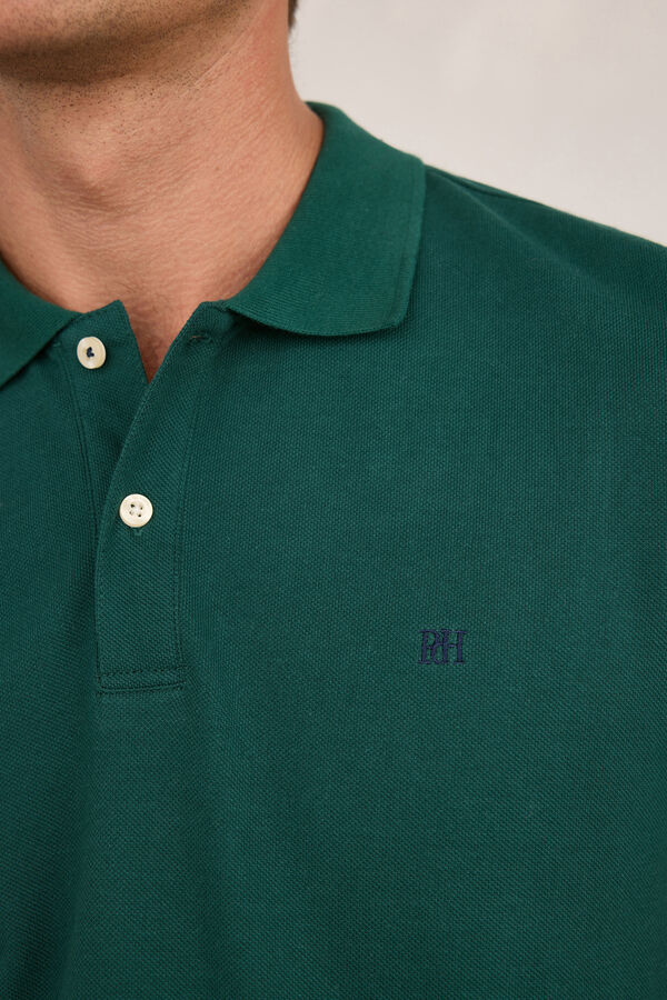 Pedro del Hierro Polo básico de manga curta Verde escuro