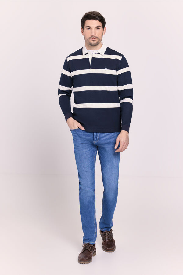 Milano Polo rayas manga larga Navy