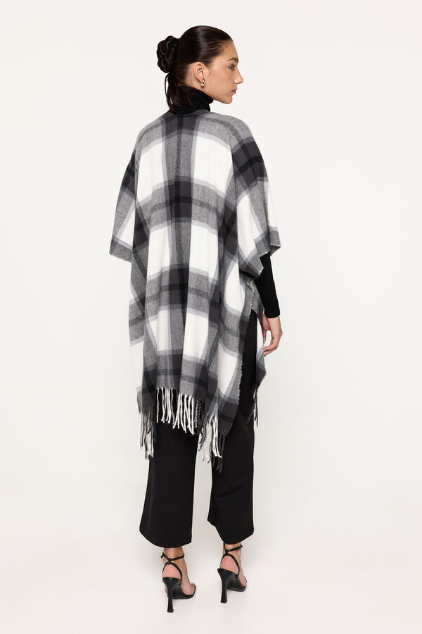 Milano Poncho de cuadros con broche Marengo