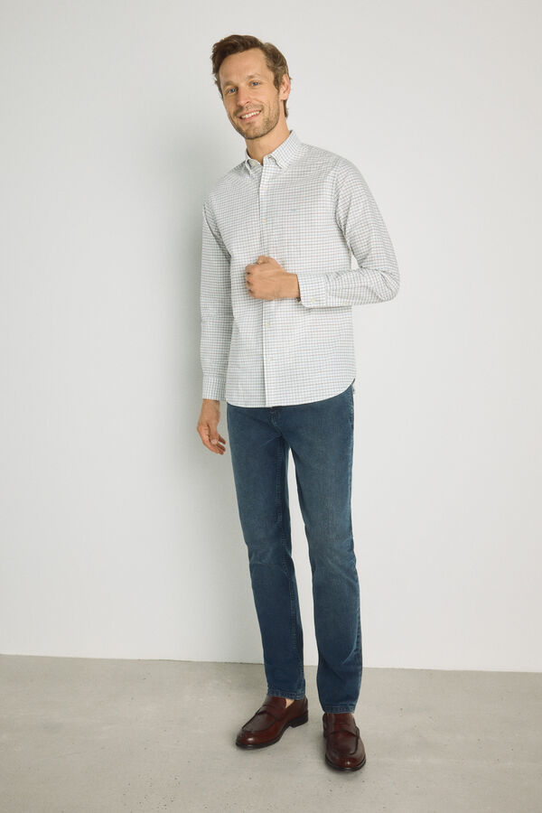 Pedro del Hierro Camisa cuadros manga larga Azul Claro