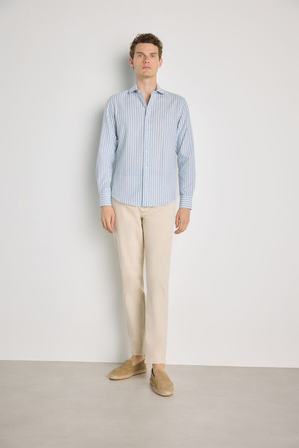 Pedro del Hierro Camisa rayas manga larga Azul Claro