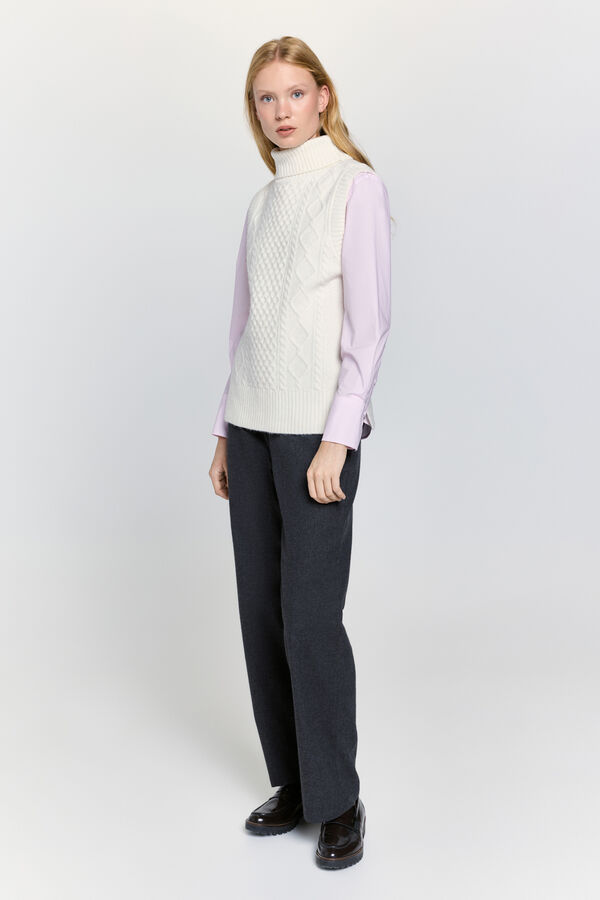 Milano Chaleco punto con estructura cuello vuelto Marfil