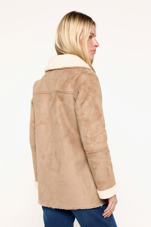 Milano Abrigo doble faz efecto piel Beige/Camel