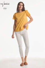 Fifty Outlet Camiseta volantes sostenible Amarillo/Dorado