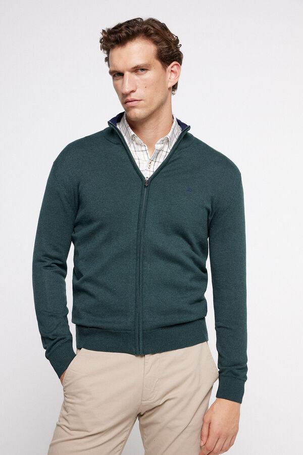 Fifty Outlet Cardigan PDH con cremallera dark green