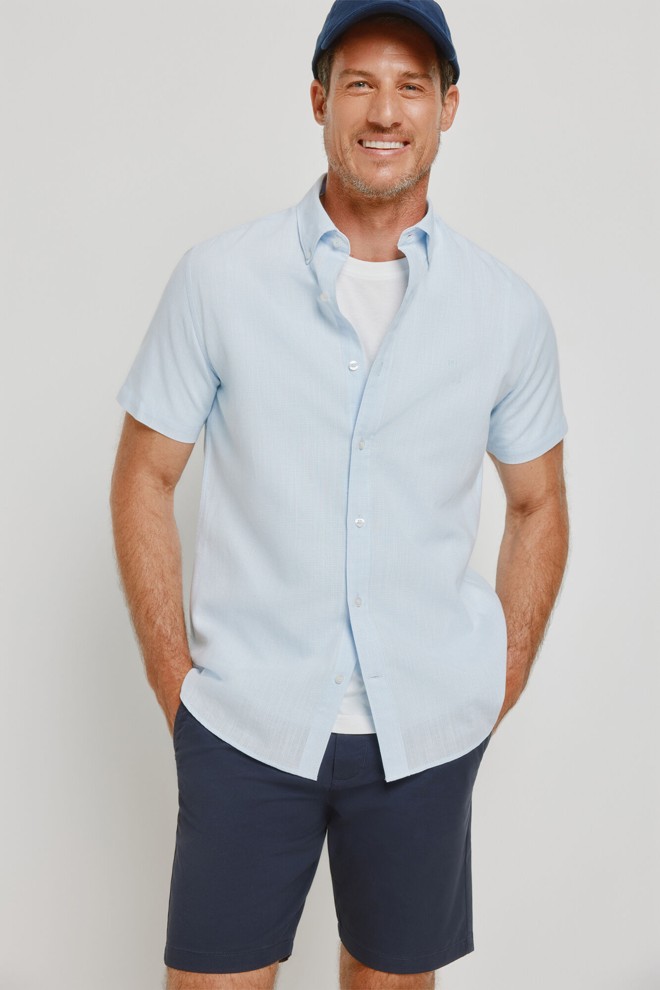 Pedro del Hierro Camisa de quadrados manga curta