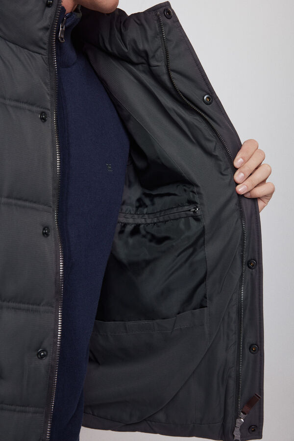 Fifty Outlet Blusão acolchoado com detalhe bolso patch e carcela Cinzento oscuro