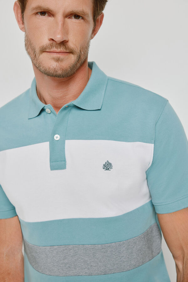 Springfield Polo de riscas de manga curta Azul