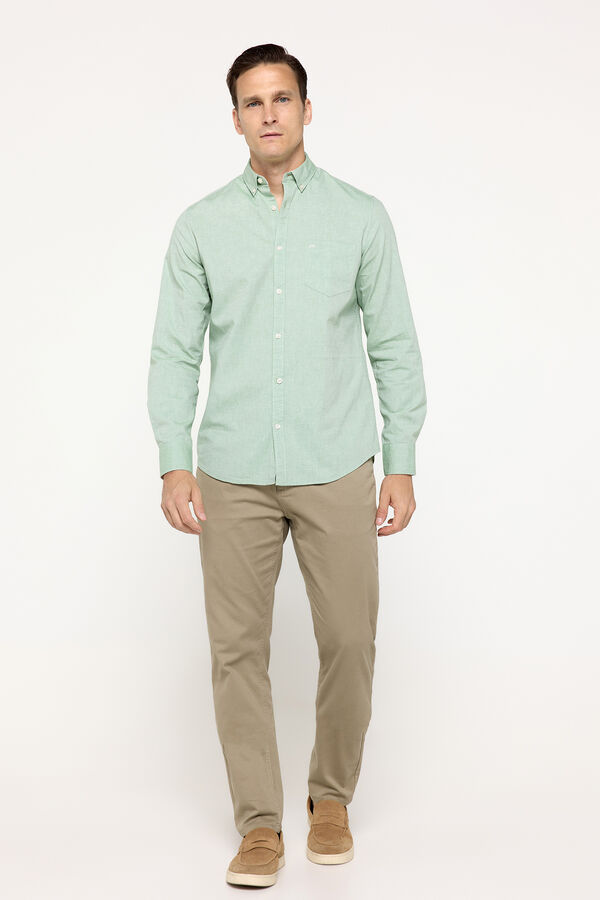 Fifty Outlet Camisa pinpoint lisa Verde escuro