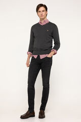 Milano Camisola com gola em bico com patch Cinza medio