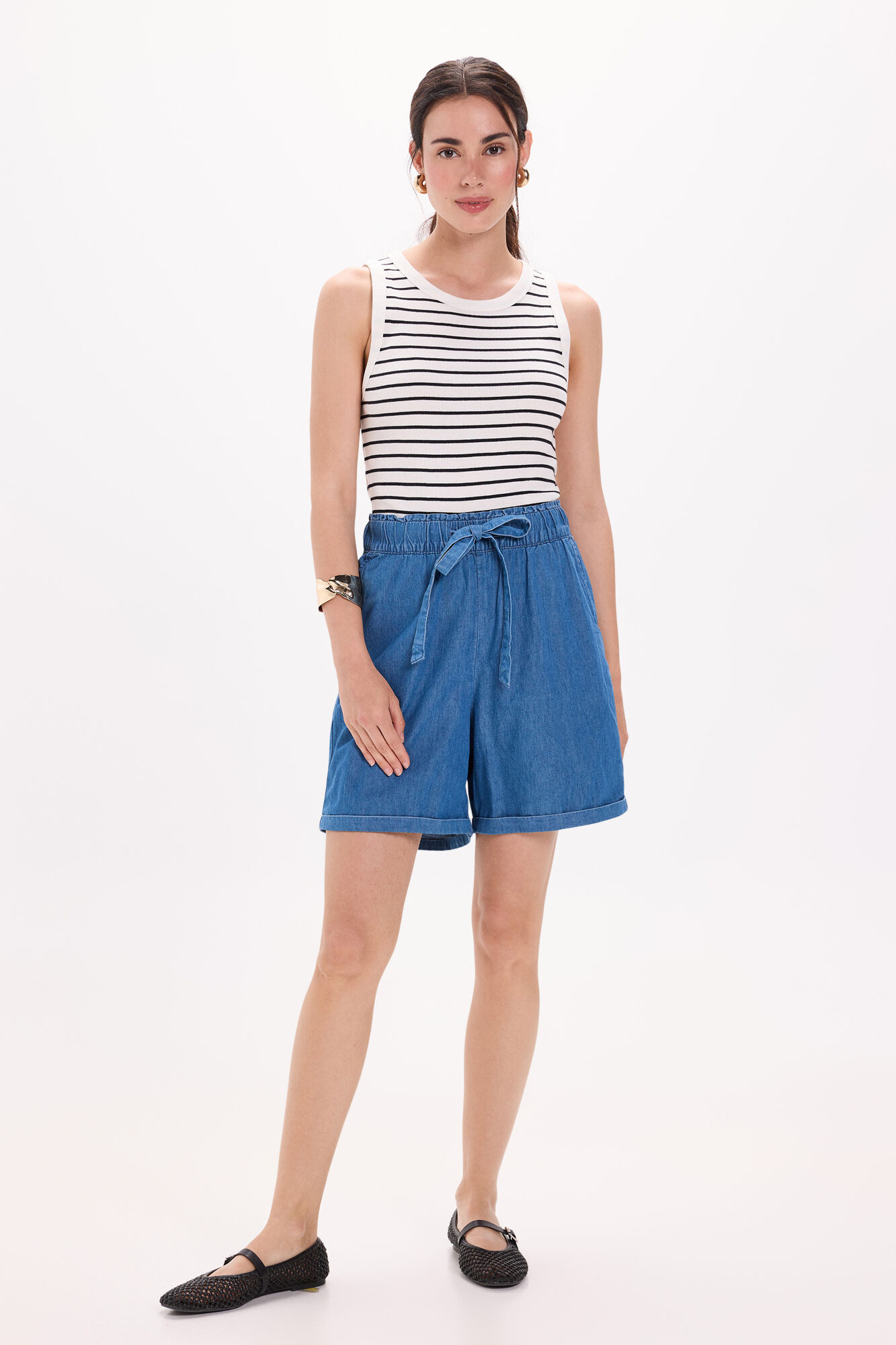 Milano Camiseta rib manga sisa de rayas